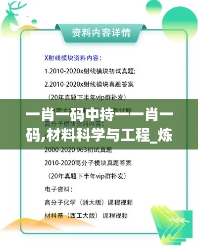 一肖一码中持一一肖一码,材料科学与工程_炼髓境LXK824.78