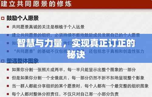 智慧与力量,实现真正订正的秘诀