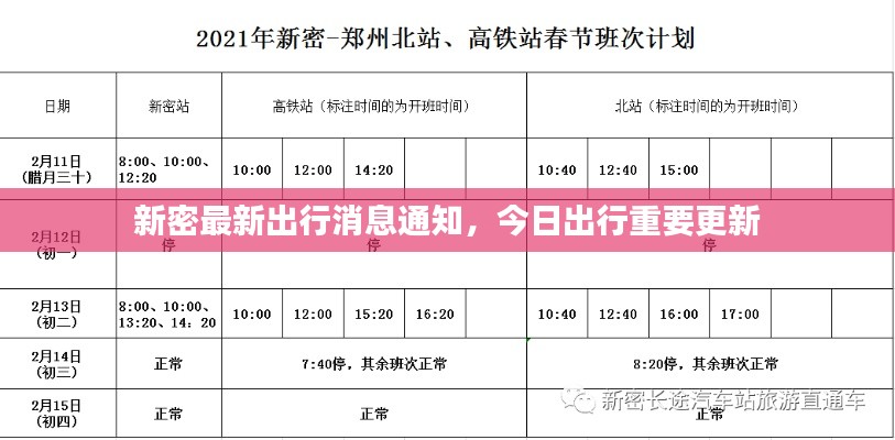新密最新出行消息通知,今日出行重要更新